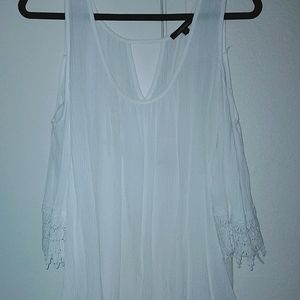 CUTE OFF THE SHOULDER WHITE BLOUSE, SIZE S